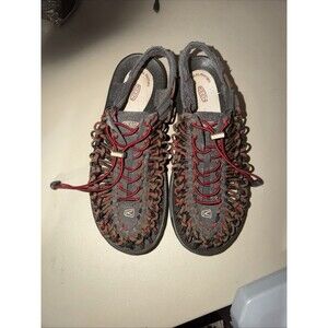 KEEN Sandals Mens 11 Brown Red Two Cord Woven Suede Athletic Hiking Shoes *READ*